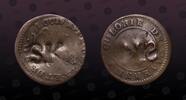 SAINT KITTS 2-1/4 Pence SAINT KITTS, KM# 2; Prid.5, Billon, 2-1/4 Pence, 1801, Mint Strike, C/M Very Fine. Host coin seems to be a genuine French Cayenn -