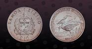 SAMOA 10 Tala SAMOA, KM# 98 , Silver, 10 Tala, 1992, Proof, Endangered Wildlife - Bristle-thighed Curlew bird. Coin in excellent condition! -
