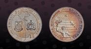 SAMOA 5 Tala SAMOA, KM# 117 , Silver, 5 Tala, 1997, Proof, Tempora Mutantur. Two coins in one! Samoa - Athlet with a torch / Kiribati - Solar -