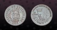 SEYCHELLES 25 Rupees SEYCHELLES, KM# 69 , Silver, 25 Rupees, 1993, Proof, First French Landing. Coin in excellent condition! -
