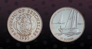 SEYCHELLES 25 Rupees SEYCHELLES, KM# 80 , Silver, 25 Rupees, 1995, Proof, Olympics 1996 - Sailing. Coin in excellent condition! -