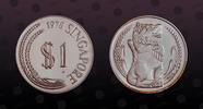 SINGAPORE 1 Dollar SINGAPORE, KM# 6a , Silver, 1 Dollar, 1978, Proof, Lion. Scarce type in silver. Excellent condition! -