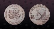 SINGAPORE 10 Dollars SINGAPORE, KM# 17.1 , Silver, 10 Dollars, 1978, Proof, Communicaions Sattelites. Coin in excellent condition! -