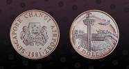 SINGAPORE 5 Dollars SINGAPORE, KM# 19a , Silver, 5 Dollars , 1981, Proof, Changi Airport. Coin in excellent condition! -