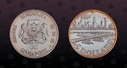 SINGAPORE 5 Dollars SINGAPORE, KM# 22a , Silver, 5 Dollars , 1982, Proof, Shears Bridge. Coin in excellent condition! -