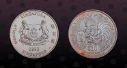 SINGAPORE 10 Dollars SINGAPORE, KM# 113a , Silver, 10 Dollars, 1993, Proof, Year of the Rooster. Coin in excellent condition! -