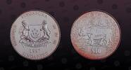 SINGAPORE 10 Dollars SINGAPORE, KM# 154 , Silver, 10 Dollars, 1997, Proof, Year of the Ox. Coin in excellent condition! -