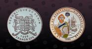 BENIN 1000 Francs BENIN, KM Unlisted , Silver, 1000 Francs , 1996, Proof, Sir Francis Drake. Multicolored. Coin housed in Original Mint Capsule! -