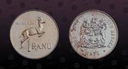 SOUTH AFRICA , KM# 88 , Silver, 1 Rand, 1976, Proof, Springbok. Coin housed in Oriignal Mint Capsule! Coin in excellent conditio