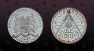 BENIN 1000 Francs BENIN, KM# 47 , Silver, 1000 Francs , 1998, Proof, Millenium - opened circular and 1999 un 2000. Coin in excellent conditio -
