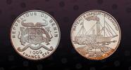 BENIN 1000 Francs BENIN, Unlisted, Silver, 1000 Francs , 2000, Proof, Bateau A Vapeur Steamship. Coin in excellent condition! -