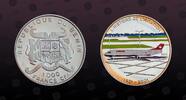 BENIN 1000 Francs BENIN, KM# 57 , Silver, 1000 Francs , 2003, Proof, Airplane - Fockes 100. Multicolored. Coin in excellent condition! -