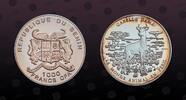 BENIN 1000 Francs BENIN, KM# 65 , Silver, 1000 Francs , 2004, Proof, Gazella Dama. Coin in excellent condition! -