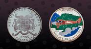 BENIN 1000 Francs BENIN, KM# 68 , Silver, 1000 Francs , 2005, Proof, 70th Anniversary of Swiss Airline No. 262 Fly to Africa. Multicolored. Coin i -