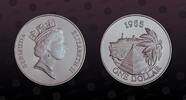 BERMUDA 1 Dollar BERMUDA, KM# 43a , Silver, 1 Dollar, 1985, Proof, Cruise ship tourism. Coin in excellent condition! -