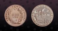 TURKEY, KM# 1016 , Silver, 50000 Lira, 1992, Proof, Turkish Jews. Coin in excellent condition!