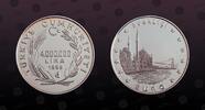 TURKEY, KM# 1109 , Silver, 4000000 Lira, 1999, Proof, Bogazici (Bosphorus) and EURO. Coin in excellent condition!