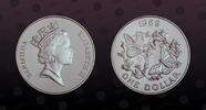 BERMUDA 1 Dollar BERMUDA, KM# 61a , Silver, 1 Dollar, 1989, Proof, Monarch Conservation Project. Coin in excellent condition! -