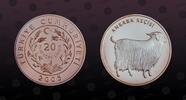 TURKEY 20 New Lira TURKEY, KM# 1175 , Silver, 20 New Lira, 2005, Proof, Angora Goat - Ankara Kecisi. Coin in excellent condition! -