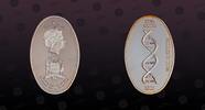 ZAMBIA , KM# 84 , Silver, 4000 Kwacha, 2000, Proof, Millennium - DNA Code. Rev. DNA chain. Shape: Oval. Scarce and very popular