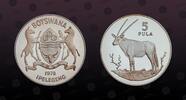 BOTSWANA 5 Pula BOTSWANA, KM# 11a , Silver, 5 Pula , 1978, Proof, Wildlife - Gemsbok. Coin in excellent condition! -