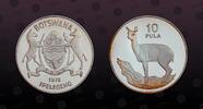 BOTSWANA 10 Pula BOTSWANA, KM# 12a , Silver, 10 Pula , 1978, Proof, Wildlife - Klipspringer. Coin in excellent condition! -