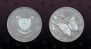 CAMEROON 1000 Francs CAMEROON, KM# 24 , Silver, 1000 Francs, 2010, Mint Strike, Papillons D'Amour - Flower and 2 Butterflies. Coin housed in Origina -