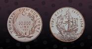 TURKEY 50000 Lira TURKEY, KM# 1038 , Silver, 50000 Lira, 1995, Proof, Piri Reiss (1470-1554). Coin in excellent condition! -
