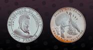 CHAD 1000 Francs CHAD, KM# 35 , Silver, 1000 Francs, 2001, Proof, Balearica Pavonina. Coin in excellent condition! -