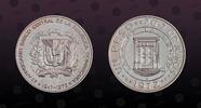 DOMINICAN REPUBLIC 1 Peso DOMINICAN REPUBLIC , KM# 34 , Silver, 1 Peso , 1972, Proof , 25th Anniversary - Central Bank. Coin in excellent condition! -