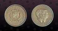 DOMINICAN REPUBLIC 5 Centavos DOMINICAN REPUBLIC , KM# P4 , Copper-Nickel, 5 Centavos , 1983H , Proof, Conjoined busts of Sanchez and Mello. Scarce Piefort. D -