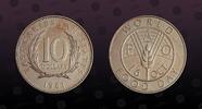 EAST CARIBBEAN STATES 10 Dollars EAST CARIBBEAN STATES, KM# 16 , Copper-Nickel, 10 Dollars, 1981, Mint Strike, F.A.O. - World Food Day. Brilliant Choice example! -