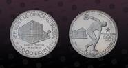 2000 Ekuele 1979 EQUATORIAL GUINEA EQUATORIAL GUINEA , KM# 37 , Silver, 2000 Ekuele, 1979, Proof, Olympics Moscow 1980 - Disc werfer. Coin in exc...
