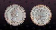 FALKLAND ISLANDS 10 Pounds FALKLAND ISLANDS , KM# 12 , Silver, 10 Pounds, 1979, Proof, Conservation - Flightless steamer duck. Coin in excellent condition! -