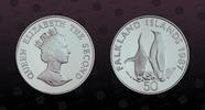 FALKLAND ISLANDS 50 Pence FALKLAND ISLANDS , KM# 25a , Silver, 50 Pence, 1987, Proof, King Pinguins. Coin in excellent condition! -