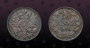 50 Pennia 1914S FINLAND FINLAND, KM# 2.2 , Silver, 50 Pennia, 1914S, Mint Strike, Nice silver coin! 