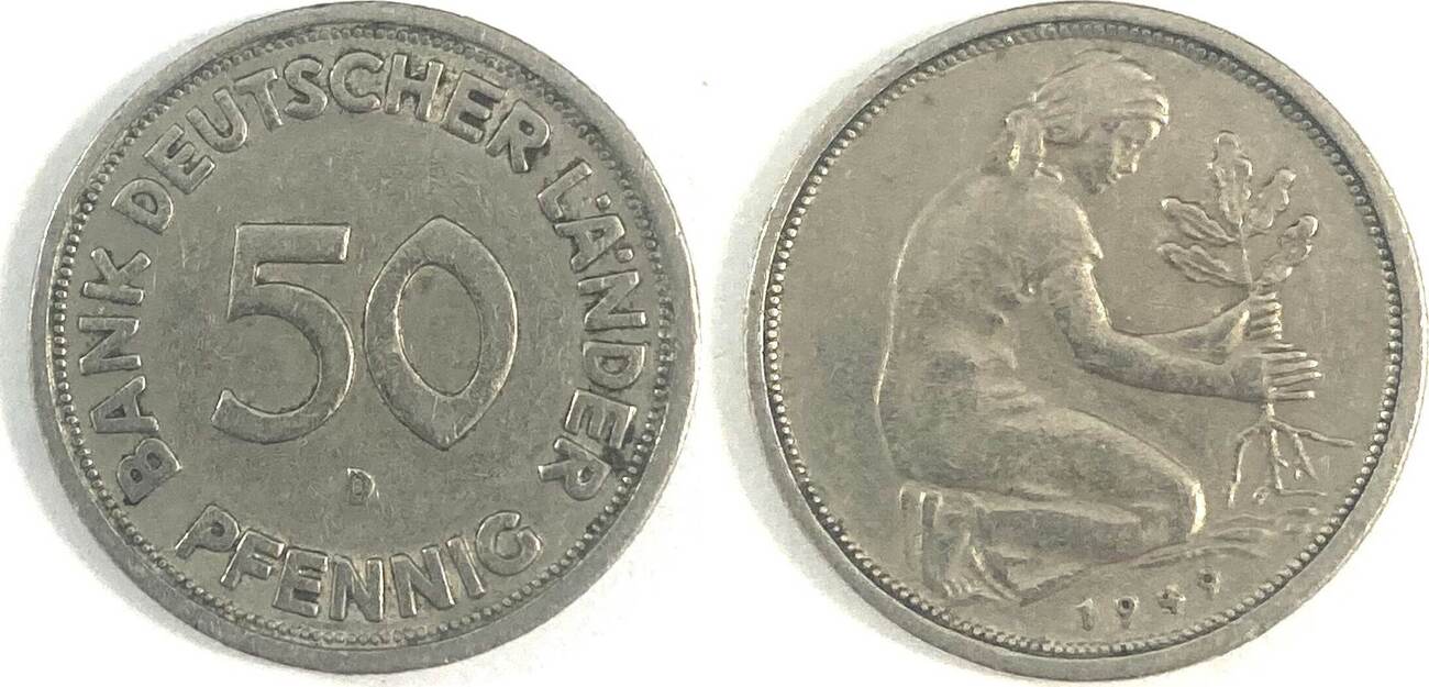 Deutschland 50 Pfennig BdL 50 Pfennig Bank deutscher Länder 1949 D ss
