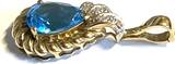 Anhänger Blautopas-Tropfen und 7 Diamanten 375er Gelbgold (9 Karat GG)