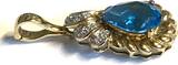 Anhänger Blautopas-Tropfen und 7 Diamanten 375er Gelbgold (9 Karat GG)