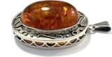 Großer Anhänger Bernstein Cabochon oval + 925er Sterling Silber