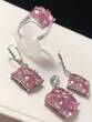 Schmuckset Ring Ohrhänger Anhänger rosa Zirkonia Set 925 er Silber Zirkonia DQCZ sehr gut