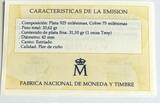 Spanien 5 ECU 1989 in Holzschatulle / mit Zertifikat vz+
