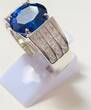 Ring Gr. 60 Silberring leuchtend blauer Zirkonia oval 925er Silber sehr gut