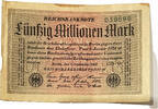 Deutschland Deutsches Reich 50 Millionen Mark Reichsbanknote Geldschein Banknote Berlin 1.9.1923 Reichsbankhauptkasse GD-45 -