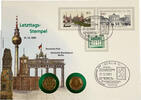Numisbrief Letzttagsstempel Berlin 1 Pfennig DDR 1991 Deutschland Briefmarken gest. Berlin + Münzen 1 DDR und 1 BRD Pfennig gute Erhaltung