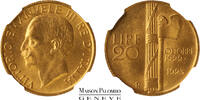 Italie 20 lire Italie - 1923 R - NGC MS 64 -