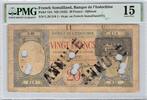  1943 Billet Côte française des Somalis - Banque de l Indochine CHOICE FINE 15, VF 20 et VF 25