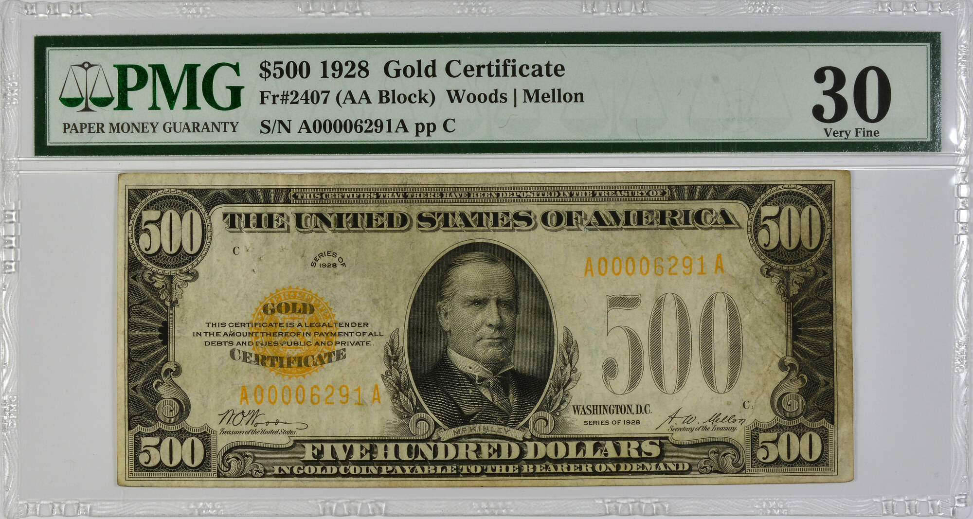 Usa 500 Dollars 1928 Aa Block Pmg Vf 30 Ma Shops