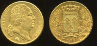 France 20 Francs Louis XVIII (1814-1824) Paris mint -