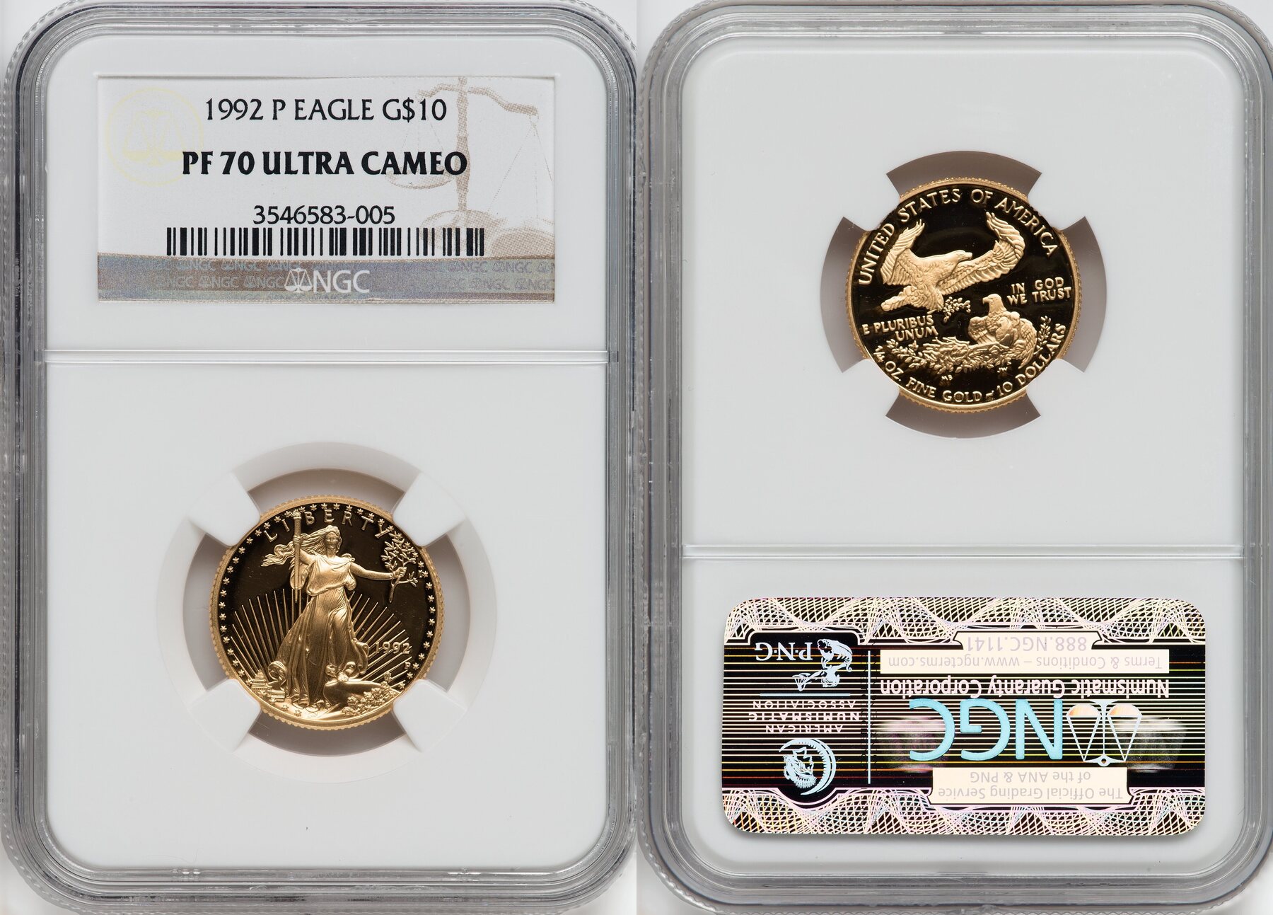 US 10 Quarter Ounce Gold Eagle 1992 P Certified Gold American Eagles us-10-quarter-ounce-gold-eagle-1992-p-certified-gold-american-eagles